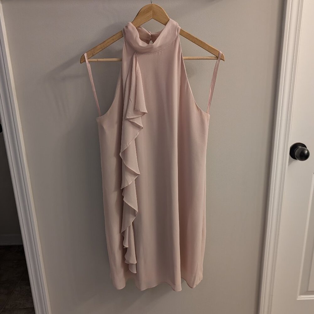 Naked Zebra Pink Halter Sleeveless Lined Mini Dress - Size Small